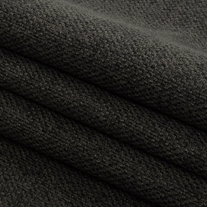 Dark Charcoal Basketwoven Polyester and Cotton Home Decor Fabric - Folded
