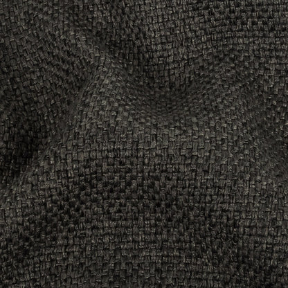 Dark Charcoal Basketwoven Polyester and Cotton Home Decor Fabric - Detail