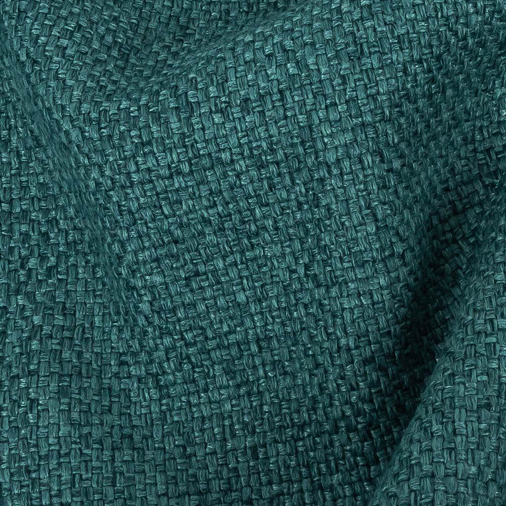 Petrol Basketwoven Polyester and Cotton Home Decor Fabric - Detail