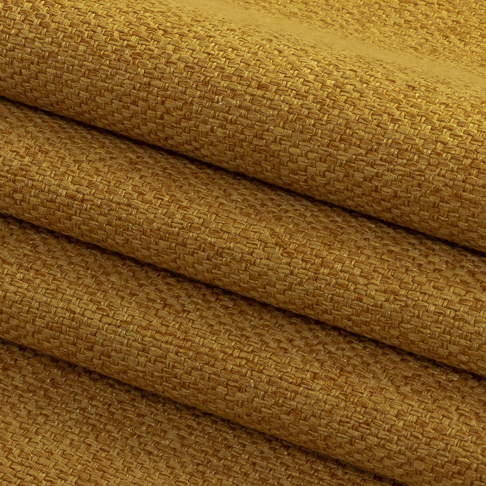 Mustard Basketwoven Polyester and Cotton Home Decor Fabric Folded