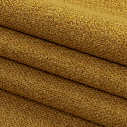 Mustard Basketwoven Polyester and Cotton Home Decor Fabric Folded