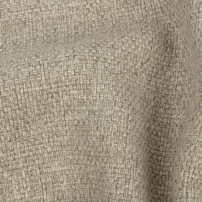 Light Beige Basketwoven Polyester and Cotton Home Decor Fabric - Detail