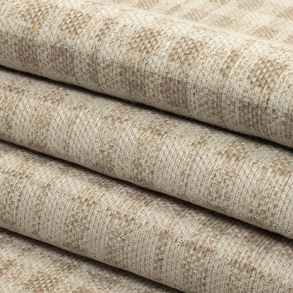 Beige and Ivory Plaid Polyester Upholstery Tweed Folded