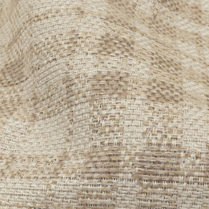 Beige and Ivory Plaid Polyester Upholstery Tweed Detail