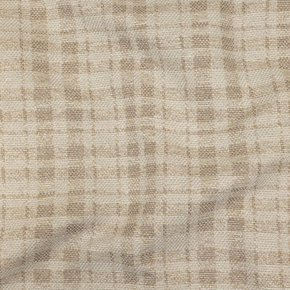 Beige and Ivory Plaid Polyester Upholstery Tweed