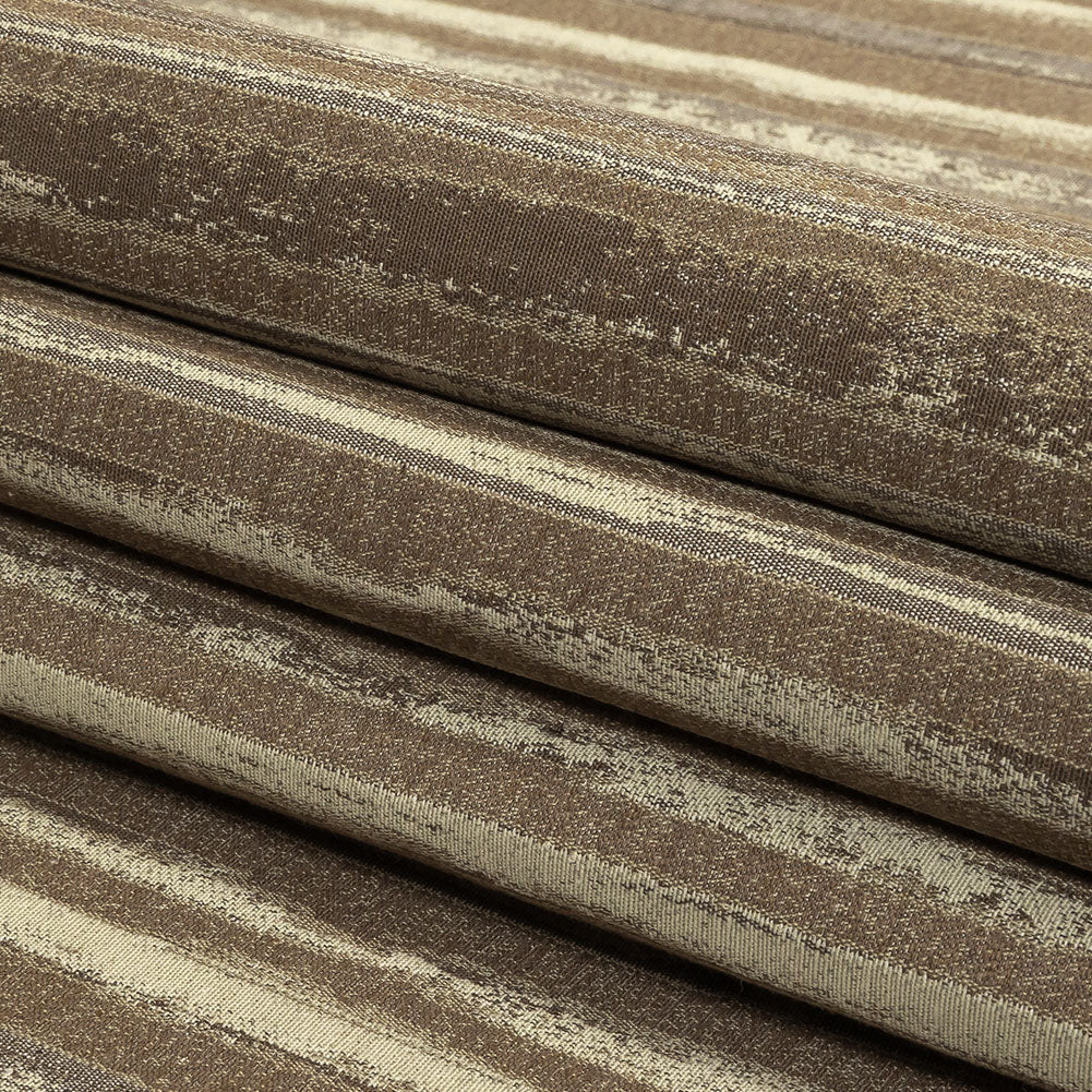 Desert Taupe, Pumice Stone and Gray Painterly Stripes Blended Cotton Jacquard - Folded