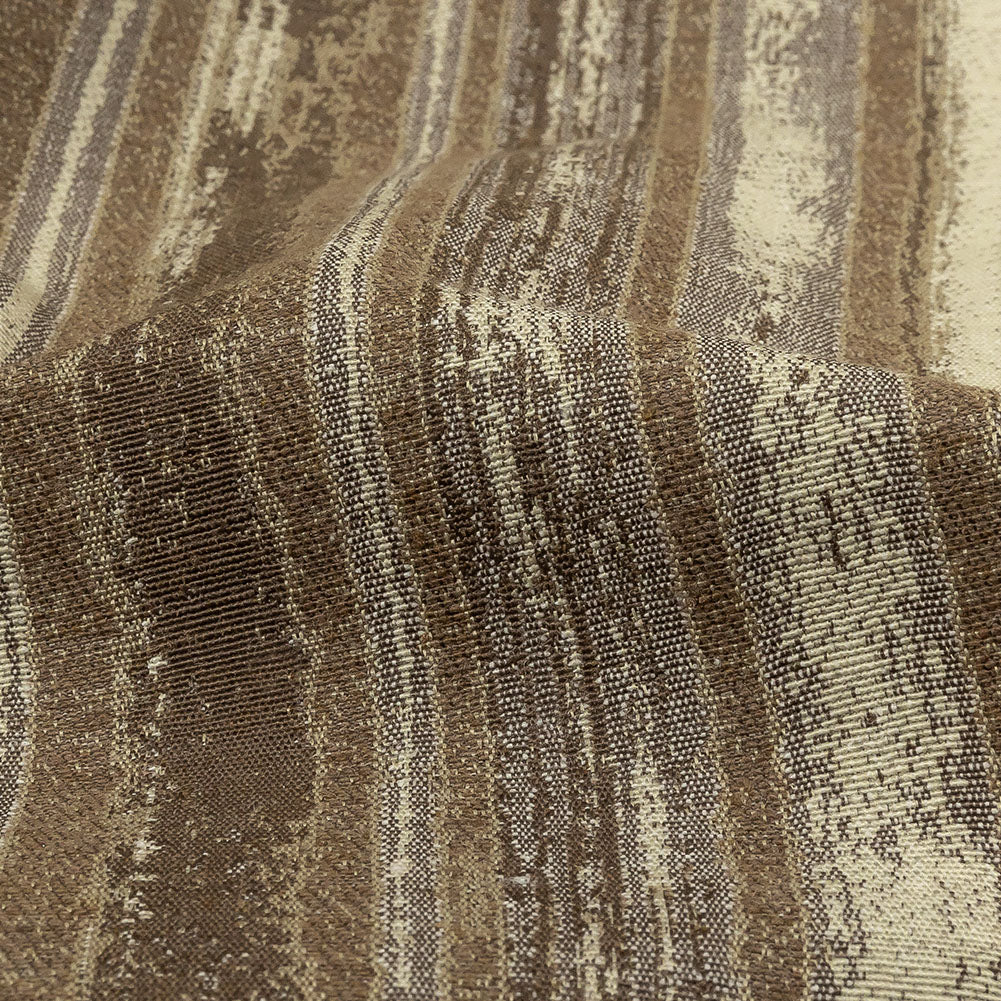 Desert Taupe, Pumice Stone and Gray Painterly Stripes Blended Cotton Jacquard - Detail