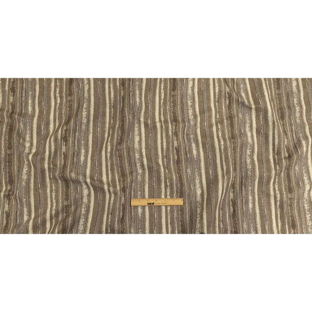 Desert Taupe, Pumice Stone and Gray Painterly Stripes Blended Cotton Jacquard - Full