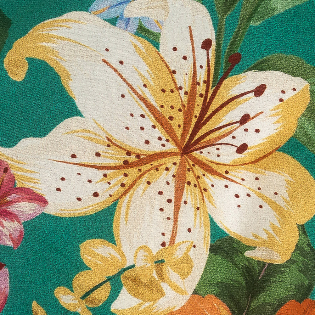 Mood Exclusive Teal Juno's Bounty Cotton Shirting - Detail