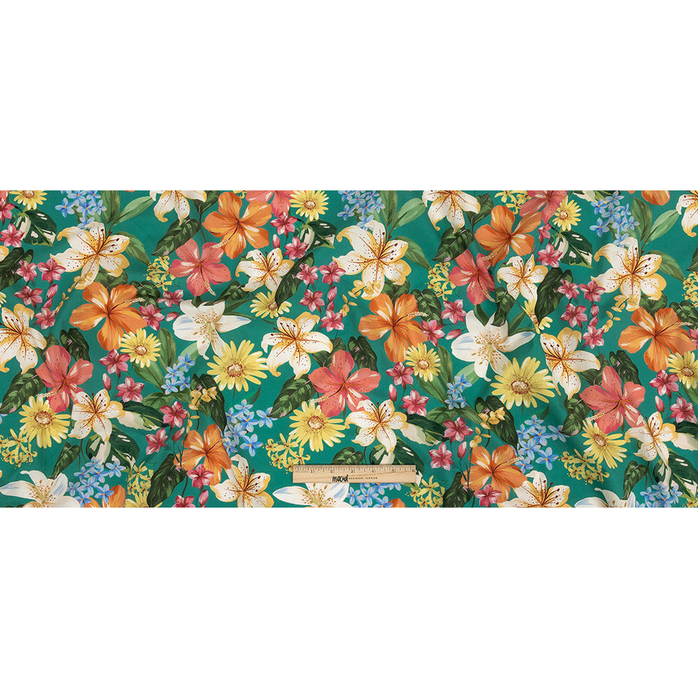 Mood Exclusive Teal Juno's Bounty Cotton Shirting - Full