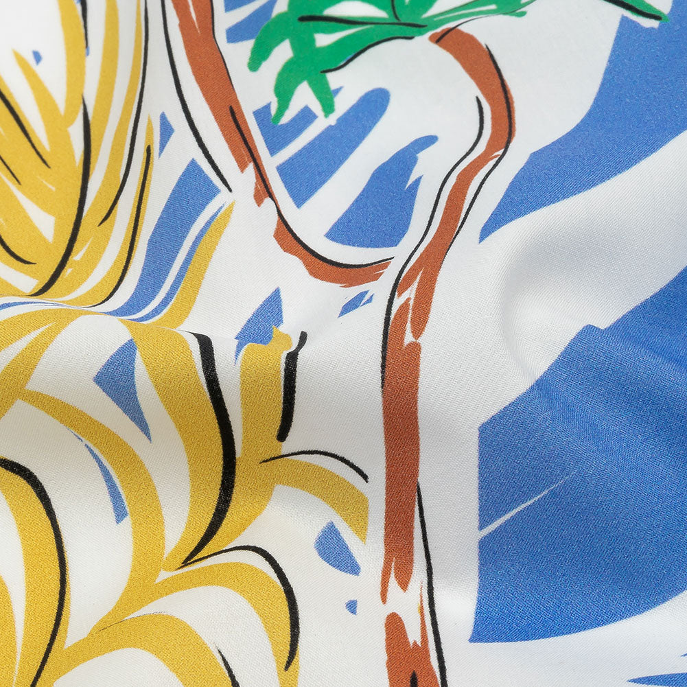 Mood Exclusive Blue Foliate Figment Cotton Shirting - Detail