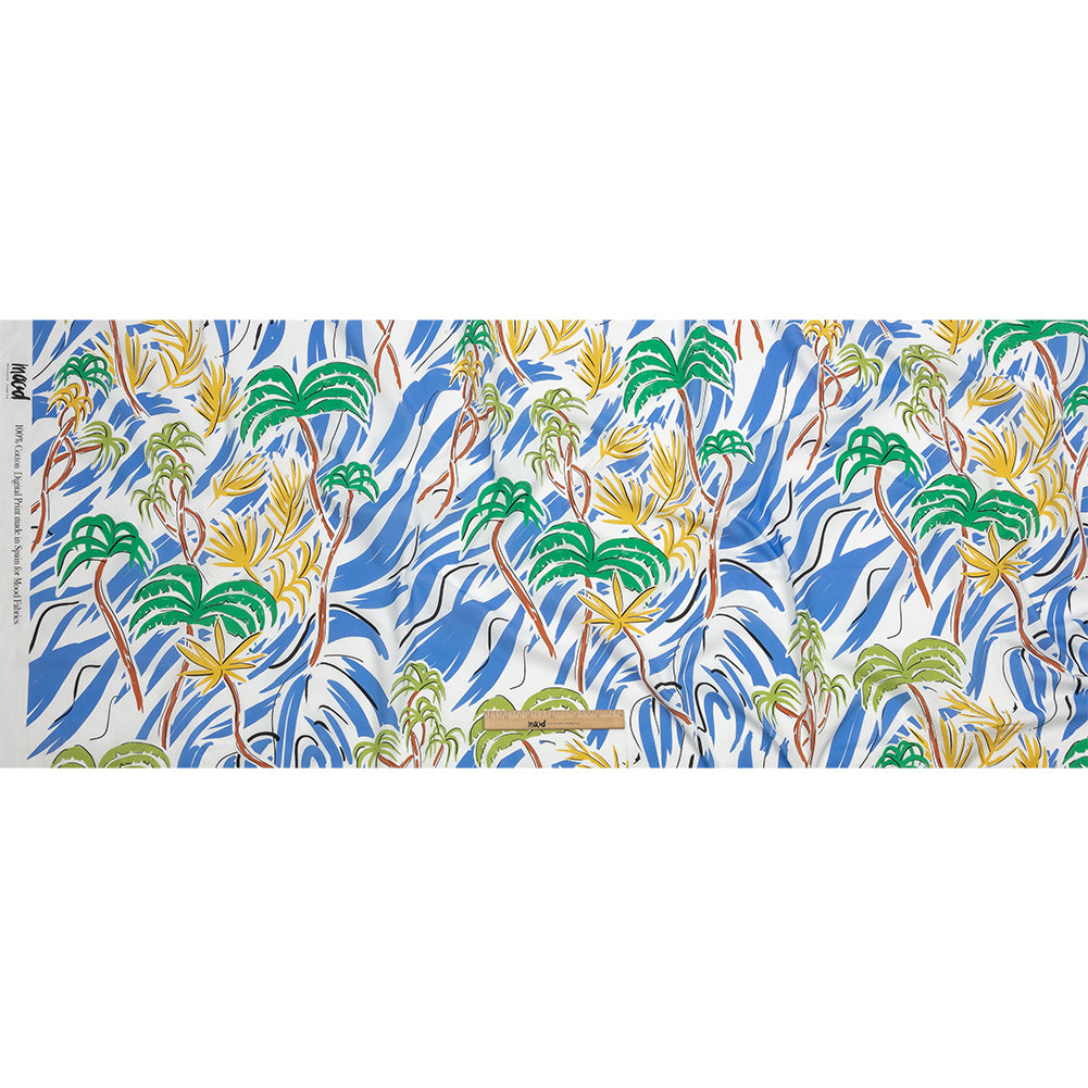 Mood Exclusive Blue Foliate Figment Cotton Shirting - Full