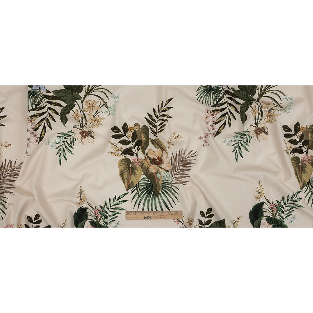 Mood Exclusive Pale Beige Floral Frenzy Stretch Cotton Twill Full