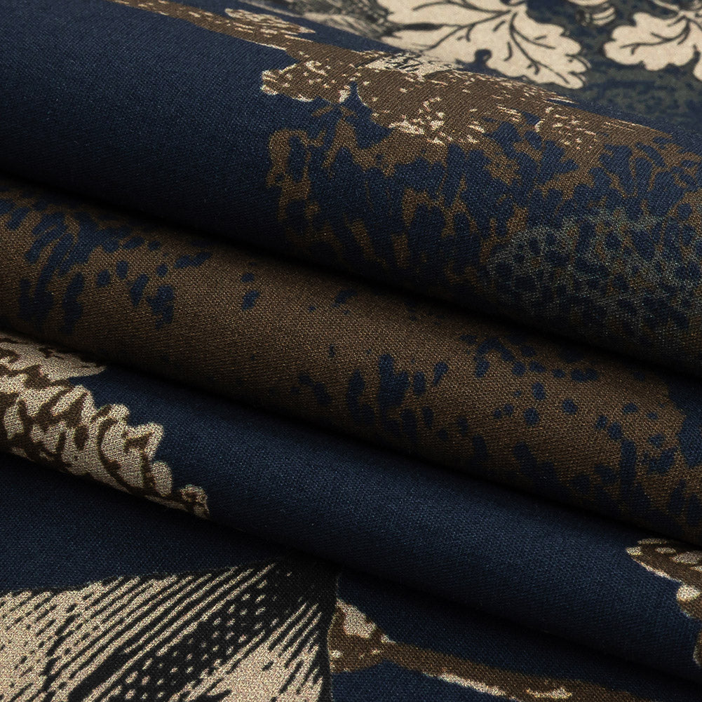 Mood Exclusive Navy Flying Home Stretch Cotton Poplin - Folded