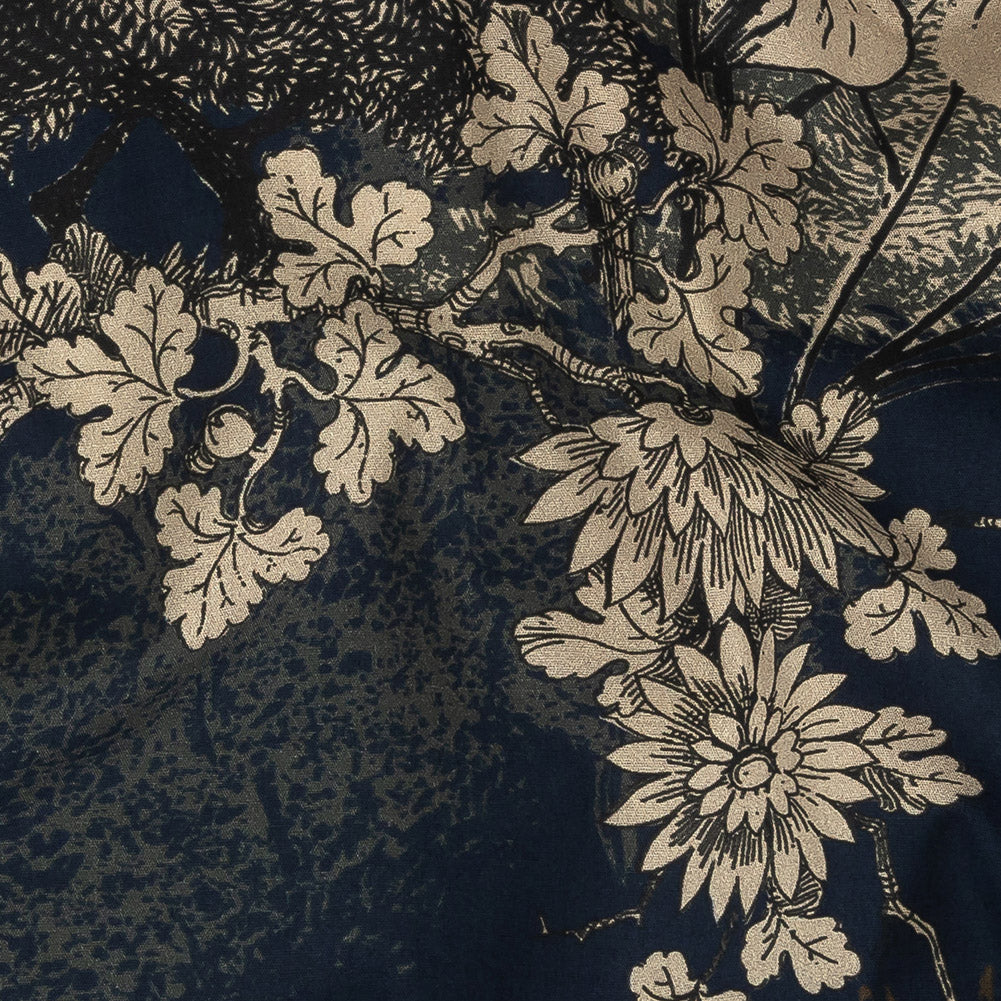 Mood Exclusive Navy Flying Home Stretch Cotton Poplin - Detail