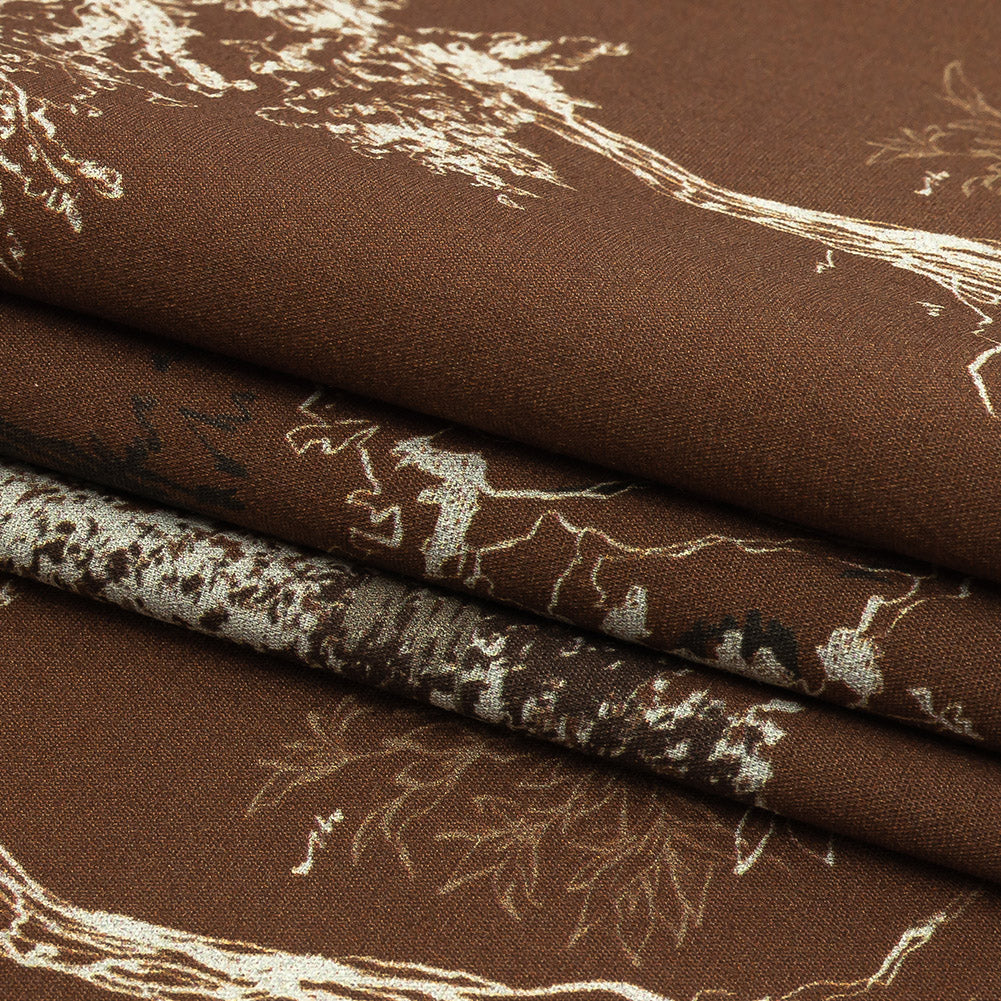 Mood Exclusive Brown Old Growth Stretch Cotton Poplin Folded