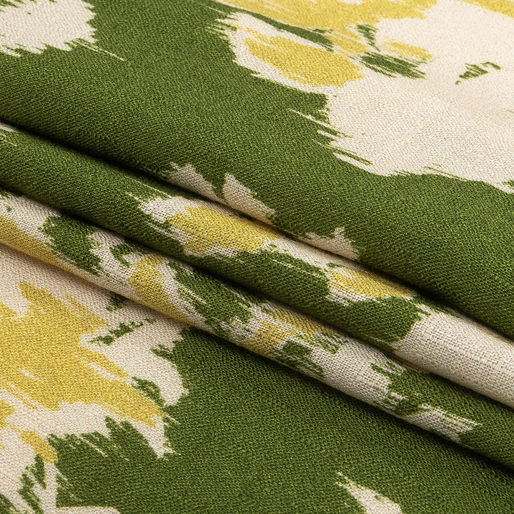Mood Exclusive Pea Green Layers of Luxury Slubbed Viscose Woven - Folded