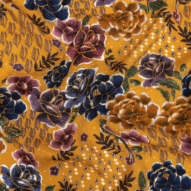 Mood Exclusive Gamboge Melange de Fleurs Slubbed Viscose Woven