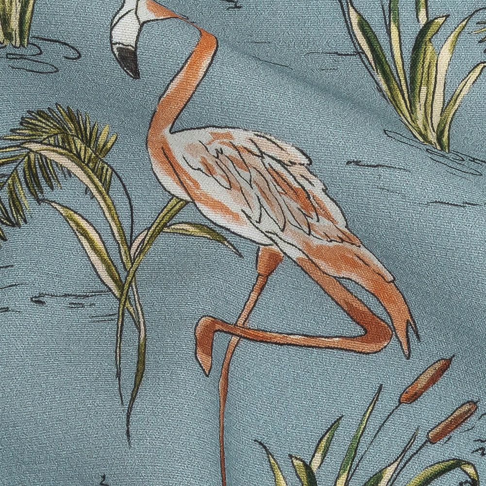 Mood Exclusive Steel Blue Flamingo Festivities Sustainable Viscose Woven - Detail