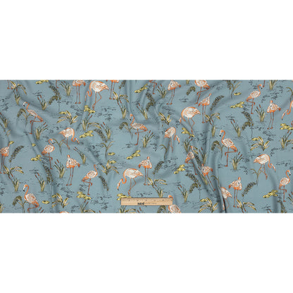 Mood Exclusive Steel Blue Flamingo Festivities Sustainable Viscose Woven - Full