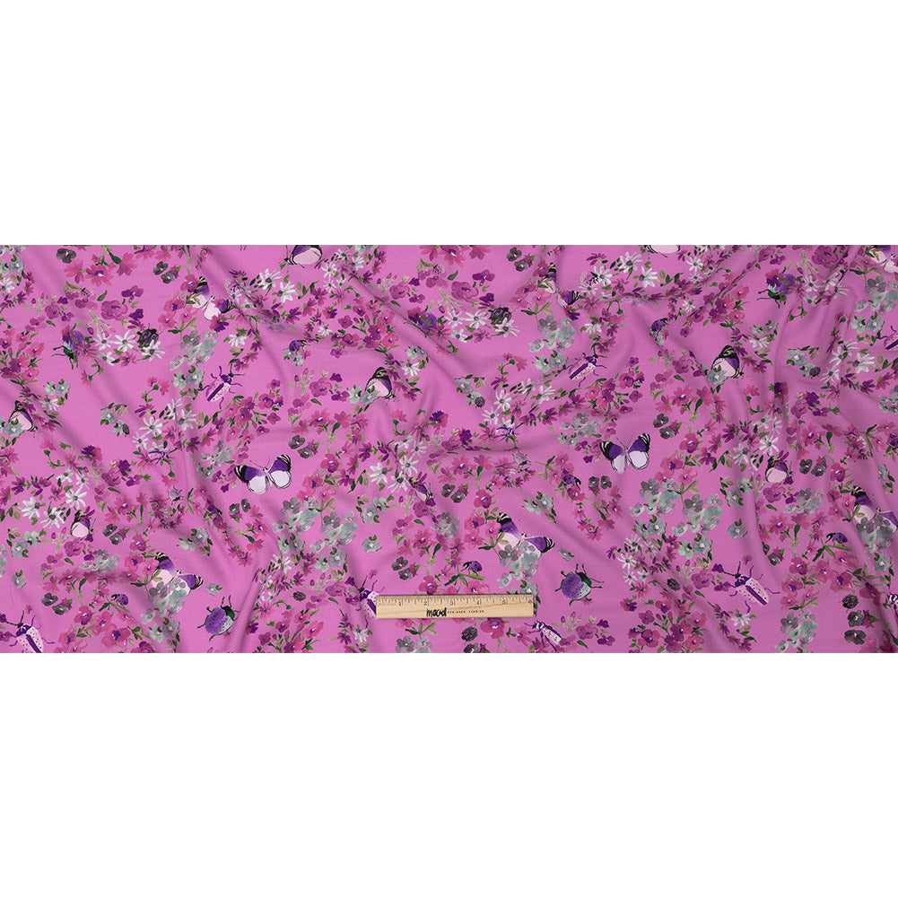 Sustainable Viscose Woven Print - Orchid Butterflies and Flowers - Mood Exclusive Mariposa Oasis Full