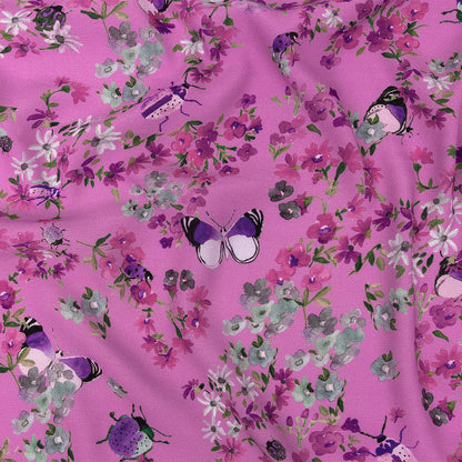 Sustainable Viscose Woven Print - Orchid Butterflies and Flowers - Mood Exclusive Mariposa Oasis