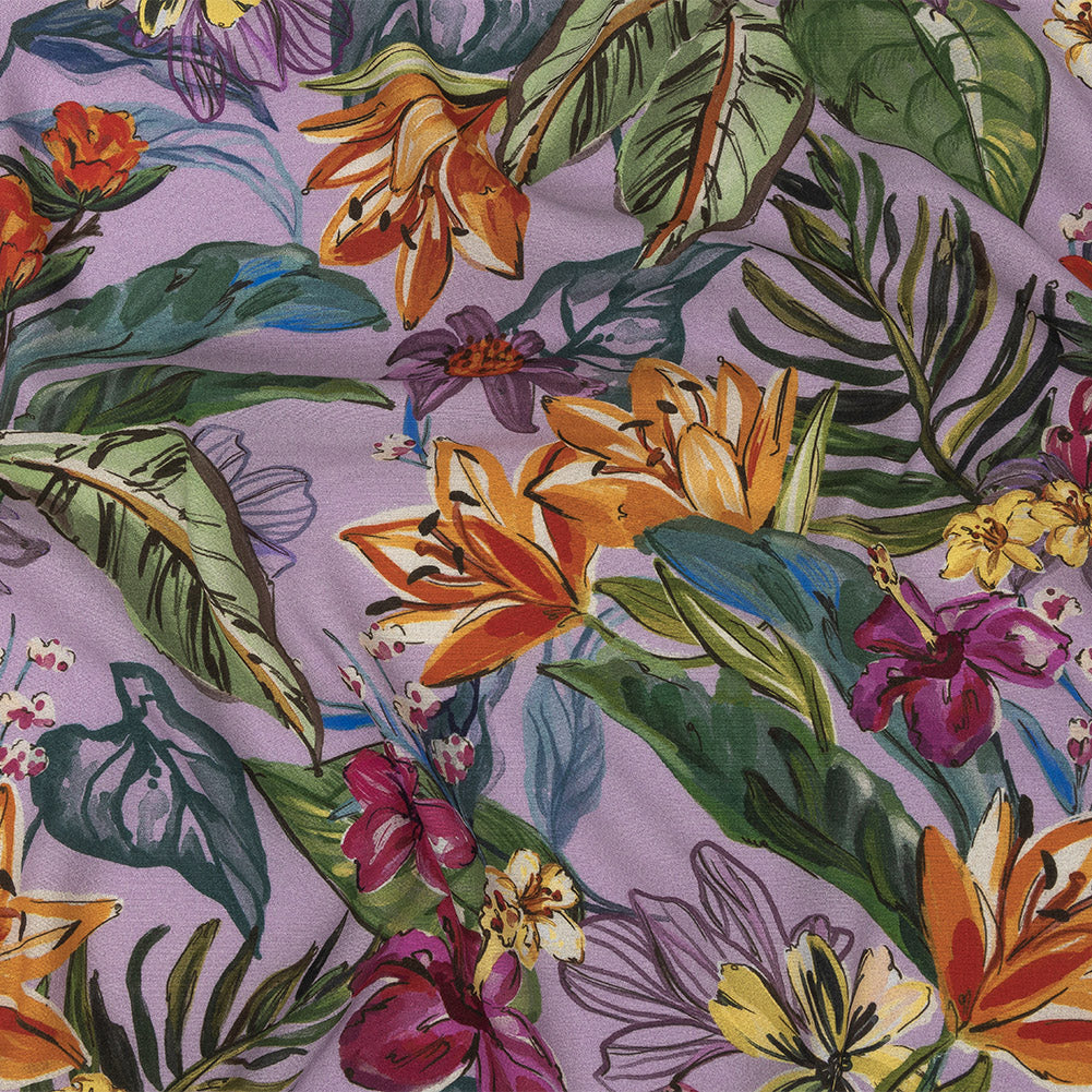 Sustainable Viscose Woven Print - Lavender and Multicolor Floral - Mood Exclusive Flowering Fantasy