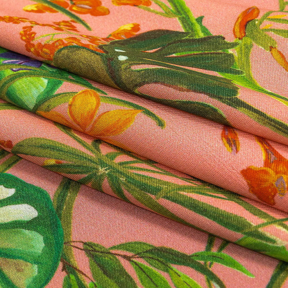 Mood Exclusive Pink Lily Pad Paradise Sustainable Viscose Woven - Folded