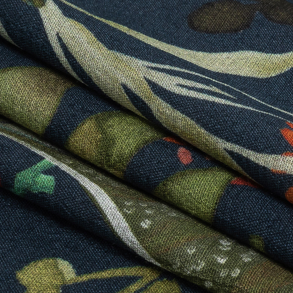 Mood Exclusive Navy Subtropic Vegetation Sustainable Viscose Woven - Folded
