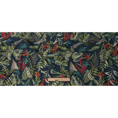 Mood Exclusive Navy Subtropic Vegetation Sustainable Viscose Woven - Full