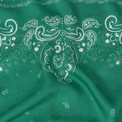 Polka Dotted Viscose Jacquard Panel - Green Floral Bandana - Mood Exclusive Dauntless Disguise Detail