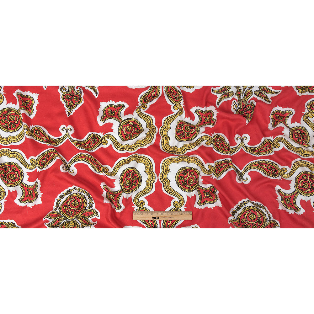 Mood Exclusive Hot Coral Elaborate Eminence Polka Dotted Viscose Jacquard - Full