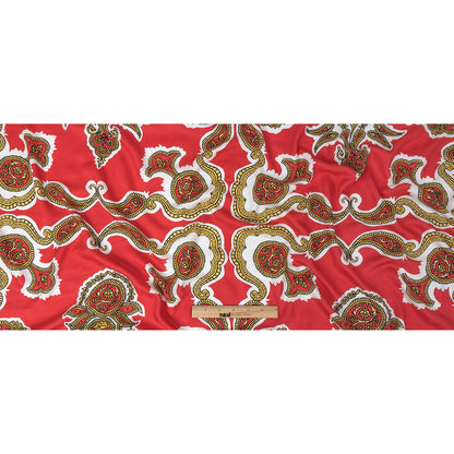 Mood Exclusive Hot Coral Elaborate Eminence Polka Dotted Viscose Jacquard - Full