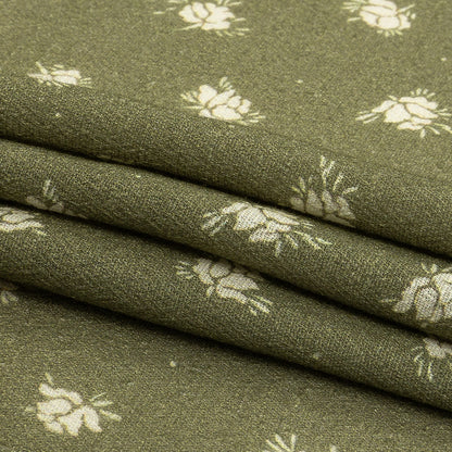 Gauzy Viscose Crepe Print - Pea Green Ditsy Floral - Mood Exclusive Rose Relic Folded