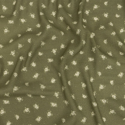 Gauzy Viscose Crepe Print - Pea Green Ditsy Floral - Mood Exclusive Rose Relic