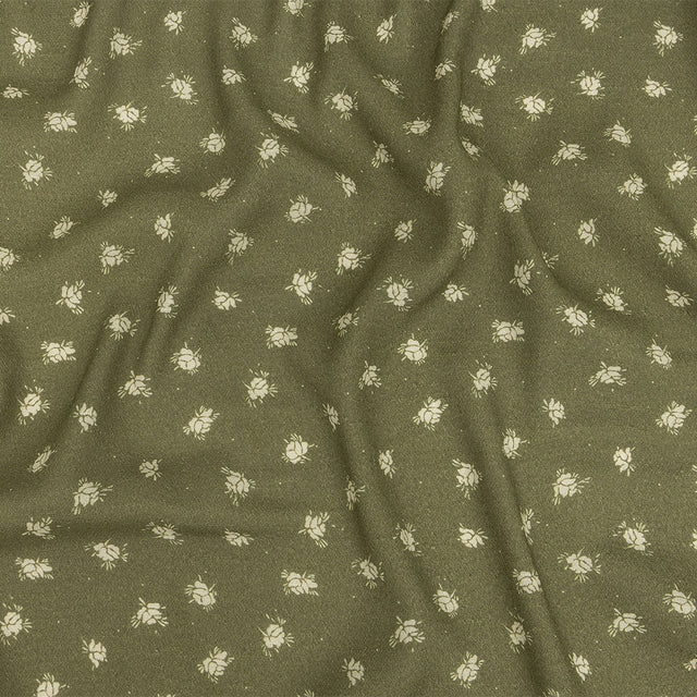 Gauzy Viscose Crepe Print - Pea Green Ditsy Floral - Mood Exclusive Rose Relic
