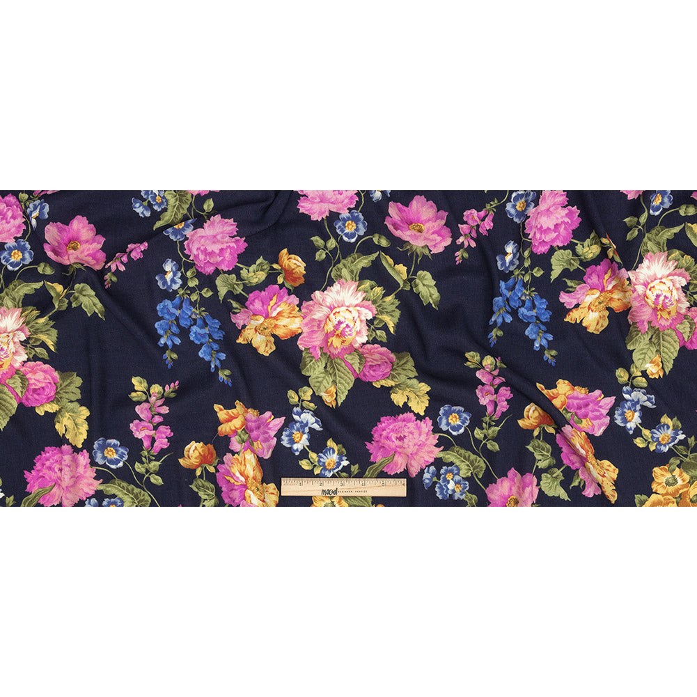 Mood Exclusive Navy Flores de la Toscana Gauzy Viscose Crepe - Full