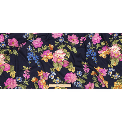 Mood Exclusive Navy Flores de la Toscana Gauzy Viscose Crepe - Full