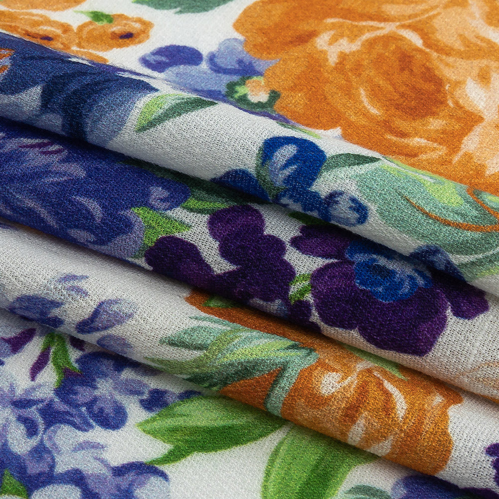 Mood Exclusive White Flowers by Vincent Gauzy Viscose Crepe - Folded