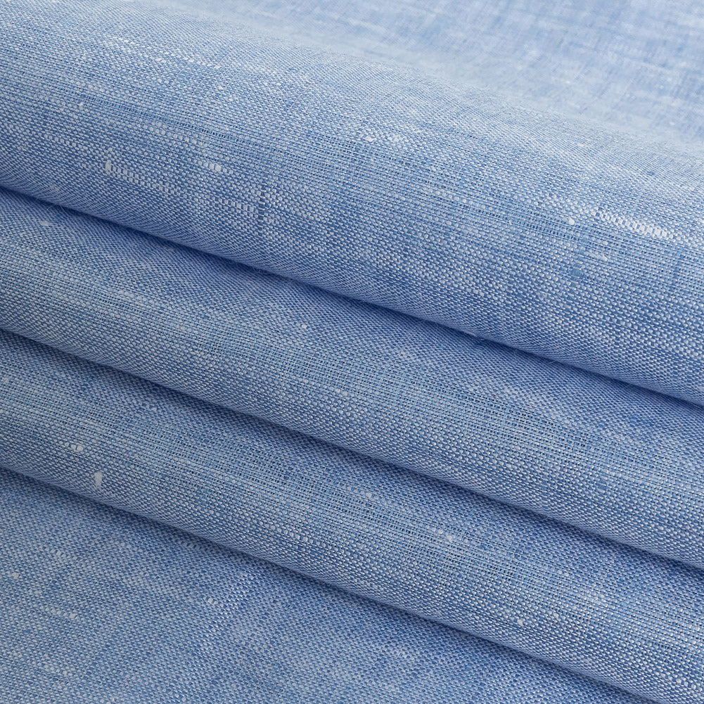 Minerva Heathered Blue Heron Lightweight Linen Chambray - Detail