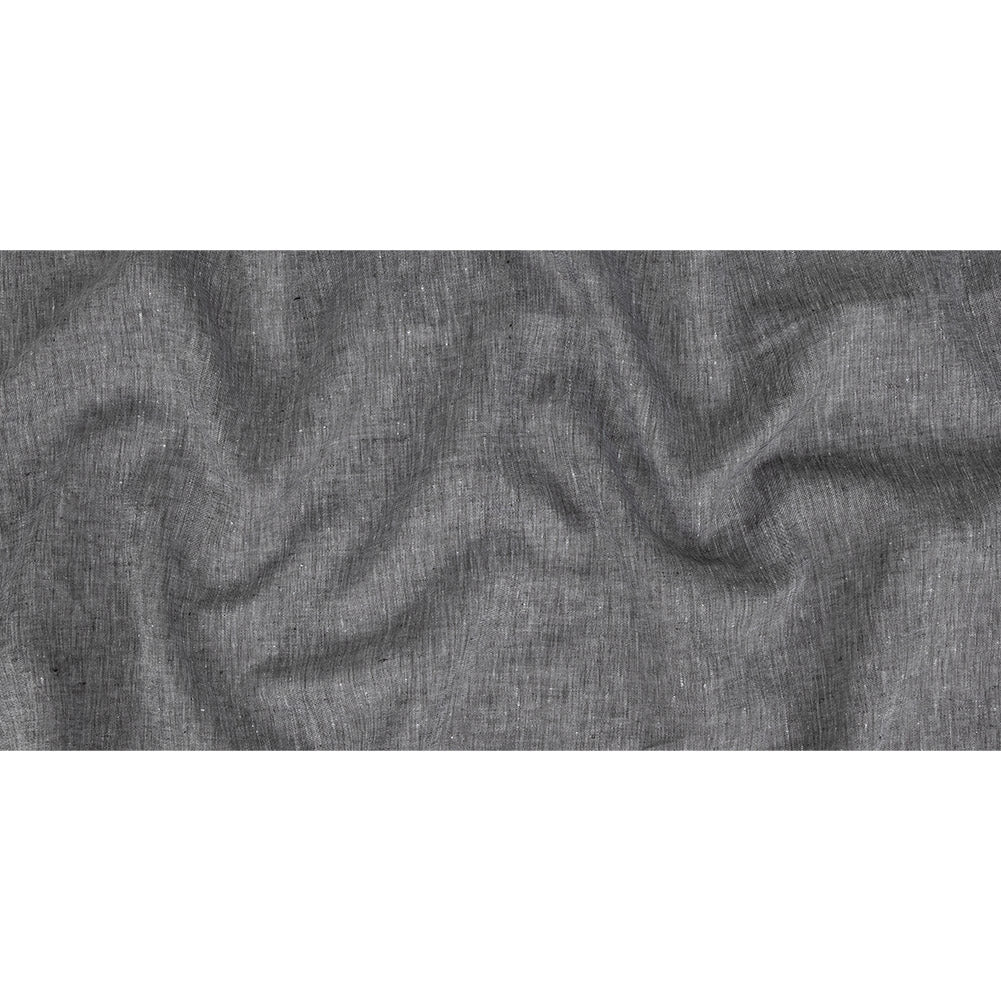 Minerva Heathered Black Lightweight Linen Chambray - Folded