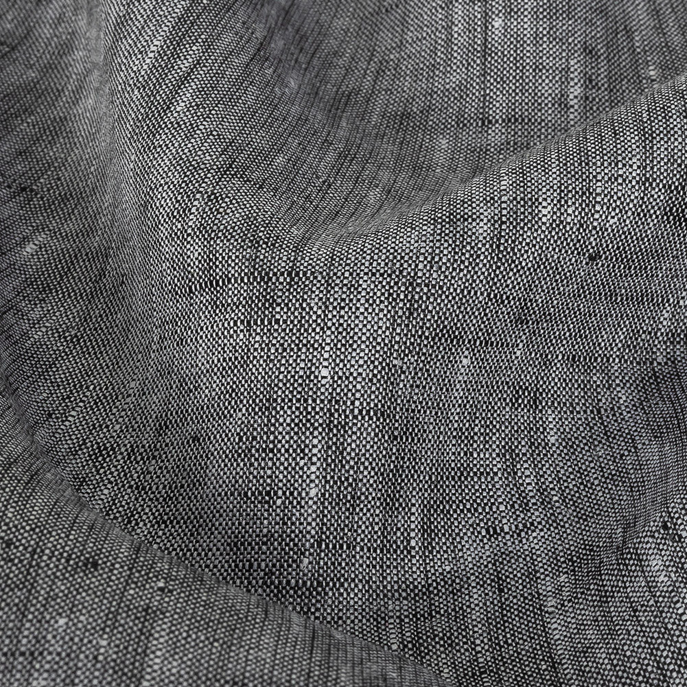 Minerva Heathered Black Lightweight Linen Chambray - Full
