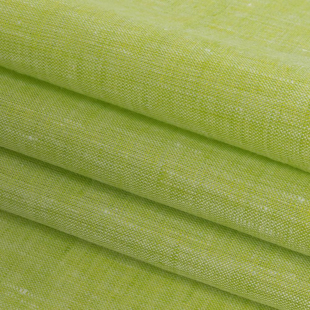 Minerva Heathered Lime Green Lightweight Linen Chambray - Detail
