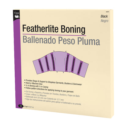 Dritz 1/4" Featherlite Boning with 1/2" Casing - Black - 12yds