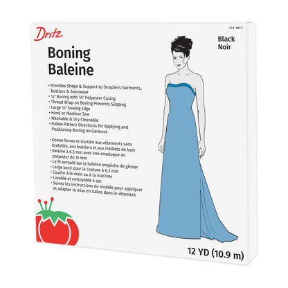 Dritz 1/4" Boning with 5/8" Polyester Cover - Black - 12yds