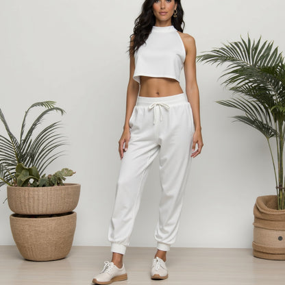 Cotton French Terry Knit - White - Elida Collection