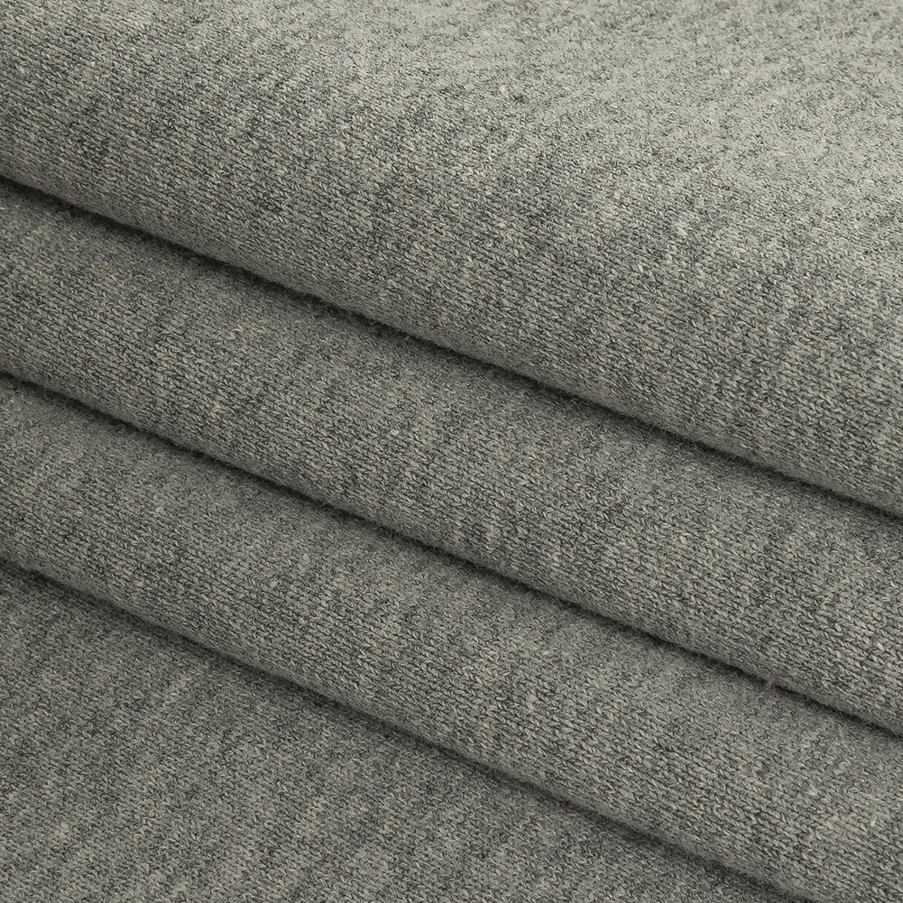 Cotton French Terry Knit - Heathered Gray and Lily White - Elida Collection - Folded