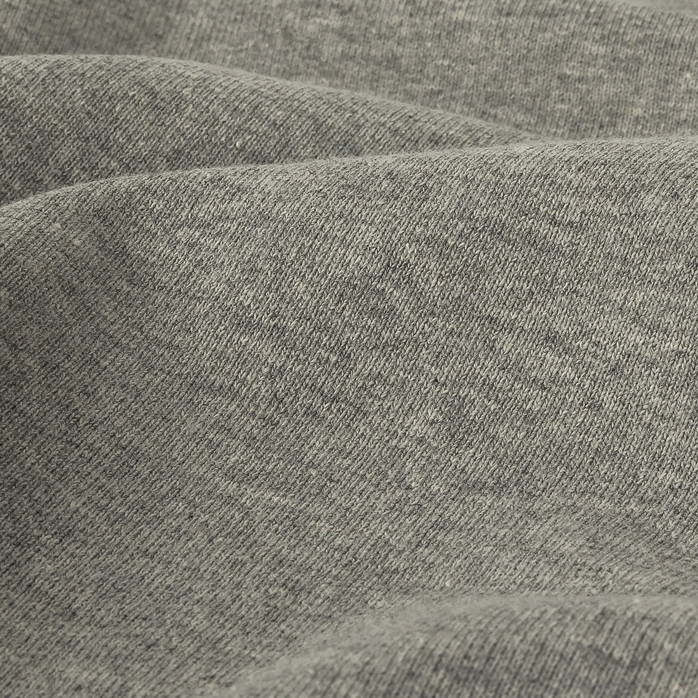 Cotton French Terry Knit - Heathered Gray and Lily White - Elida Collection - Detail