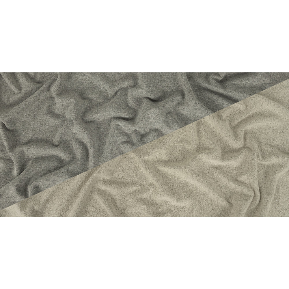 Cotton French Terry Knit - Heathered Gray and Lily White - Elida Collection - Full