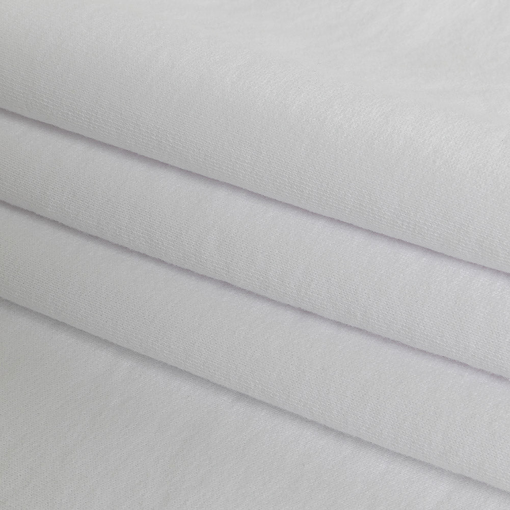 White Cotton Fleece Backed Jersey - Folded